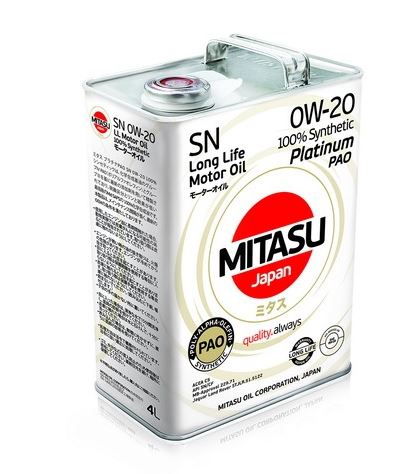 Купить запчасть MITASU - MJ1104 Масло моторное MITASU SN  0w20 PLATINUM PAO   4л синтетическое для бенз. двигат. MJ110 (1/6) Япония