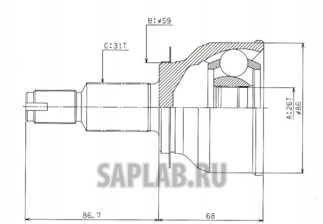 Купить запчасть JIKIU - JC25090 ШРУС ПРИВОДА