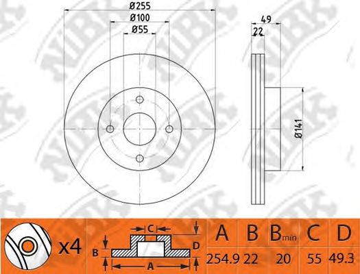 Купить запчасть NIBK - RN1458 Диск тормозной NiBK RN1458