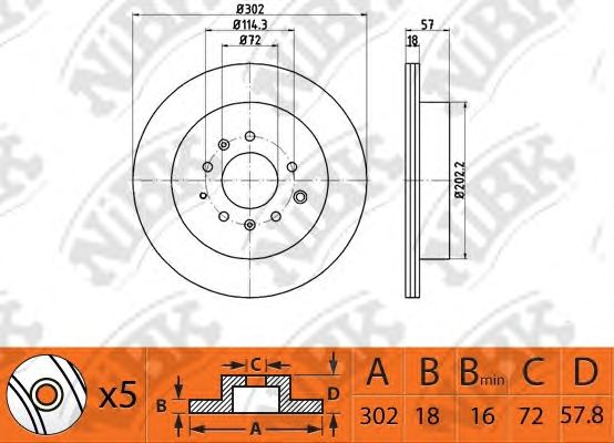 Купить запчасть NIBK - RN1502 Диск тормозной NiBK RN1502