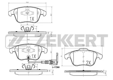 Купить запчасть ZEKKERT - BS1009 Колодки торм. диск. передн. с датчиком BS-1009