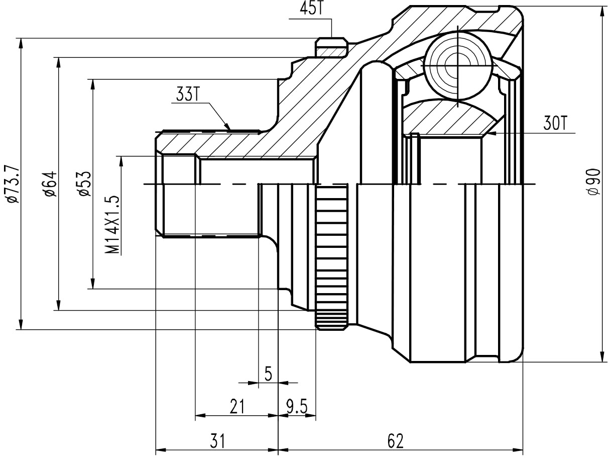 Купить запчасть JIKIU - JC33002 ШРУС ПРИВОДА