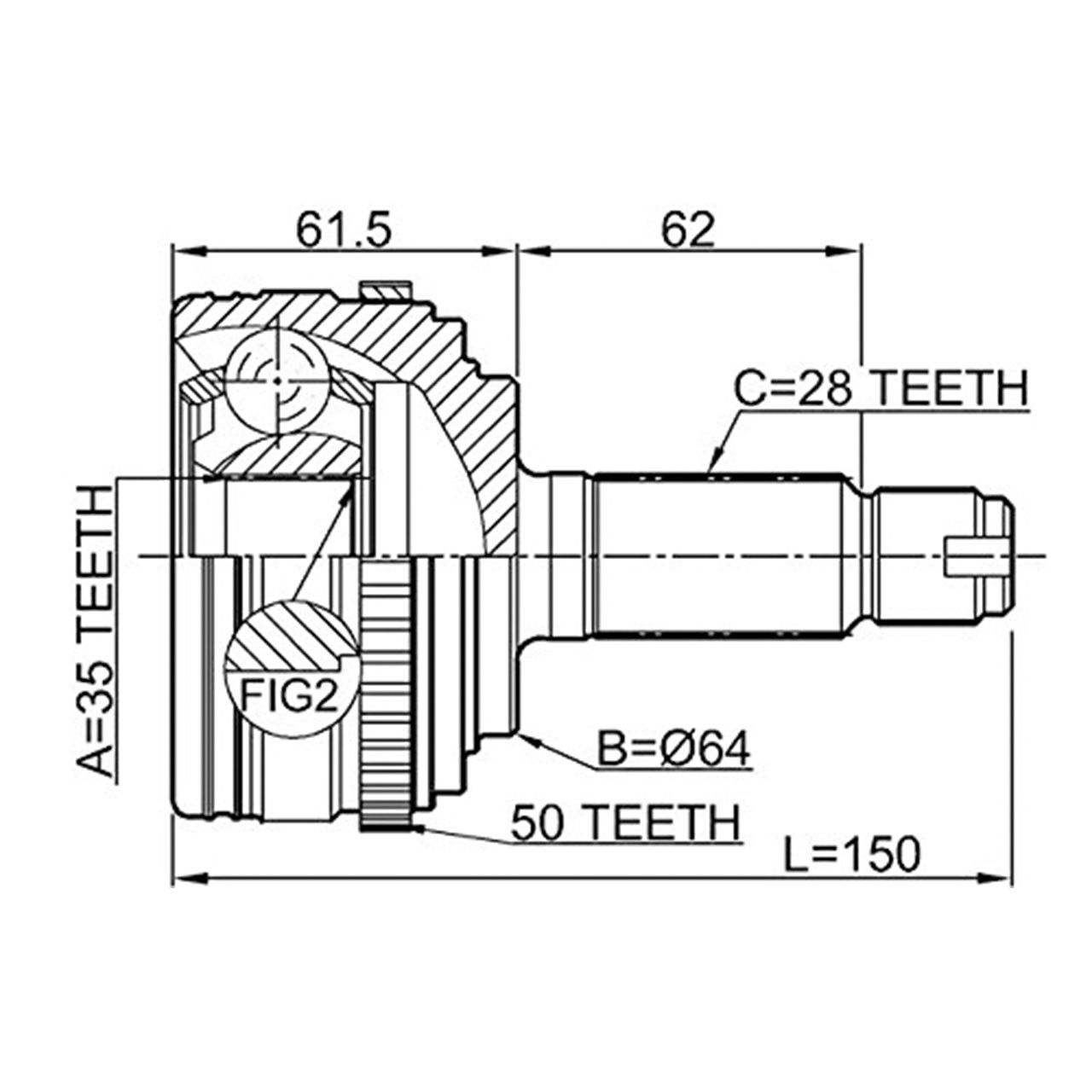 Купить JIKIU JC28064 ШРУС ПРИВОДА