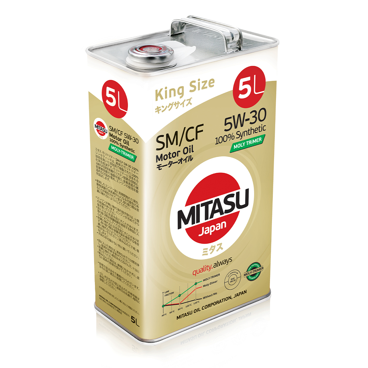 Купить запчасть MITASU - MJM115 Масло моторное MITASU MOLY-TRIMER SM 5w30 ILSAC GF-4 5л синтетическое для бензиновых двигателей MJ-M11 (1/6) Япония