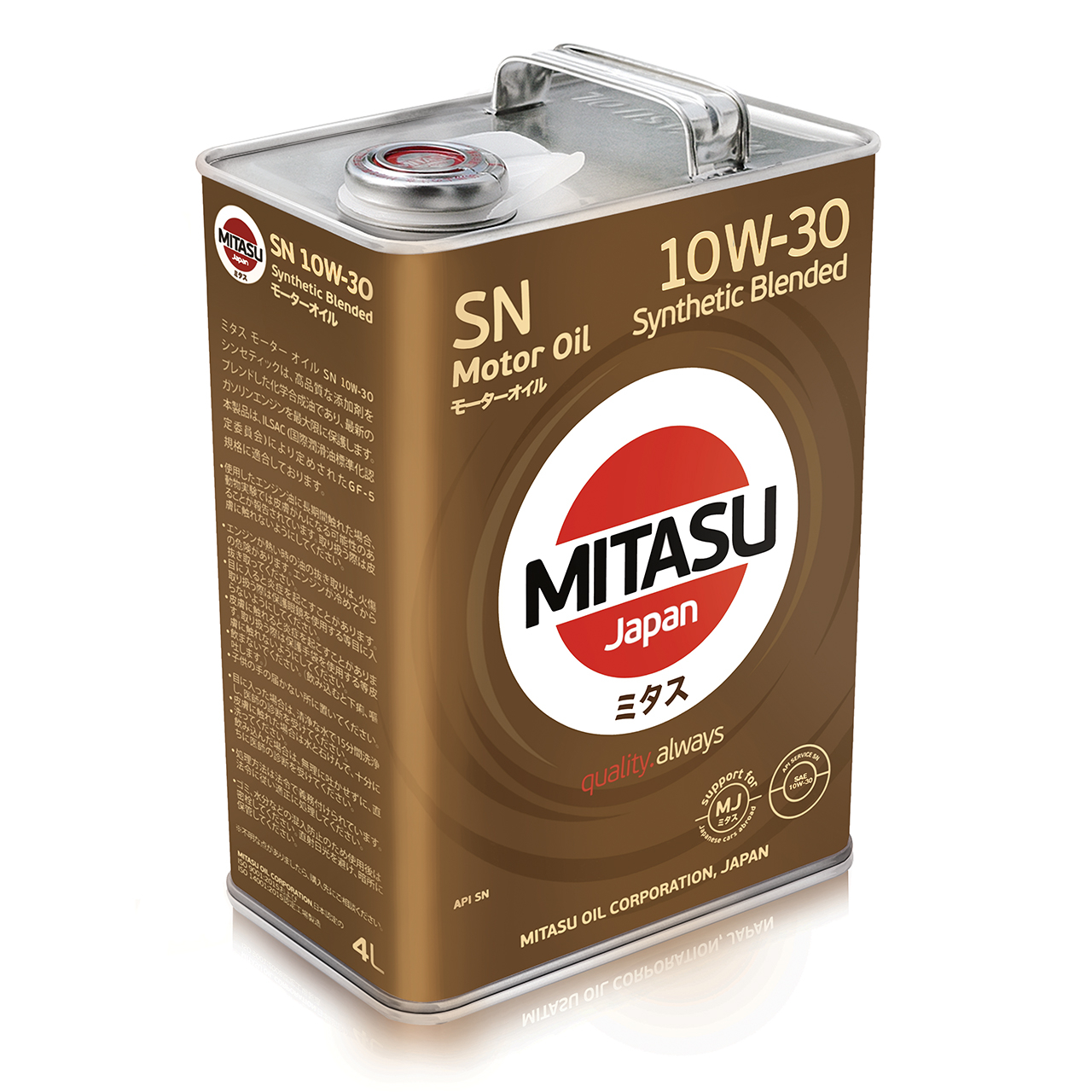 Купить запчасть MITASU - MJ1214 Масло моторное MITASU SN 10w30 4л п/синтетическое для бензиновых двигателей MJ121 (1/6) Япония