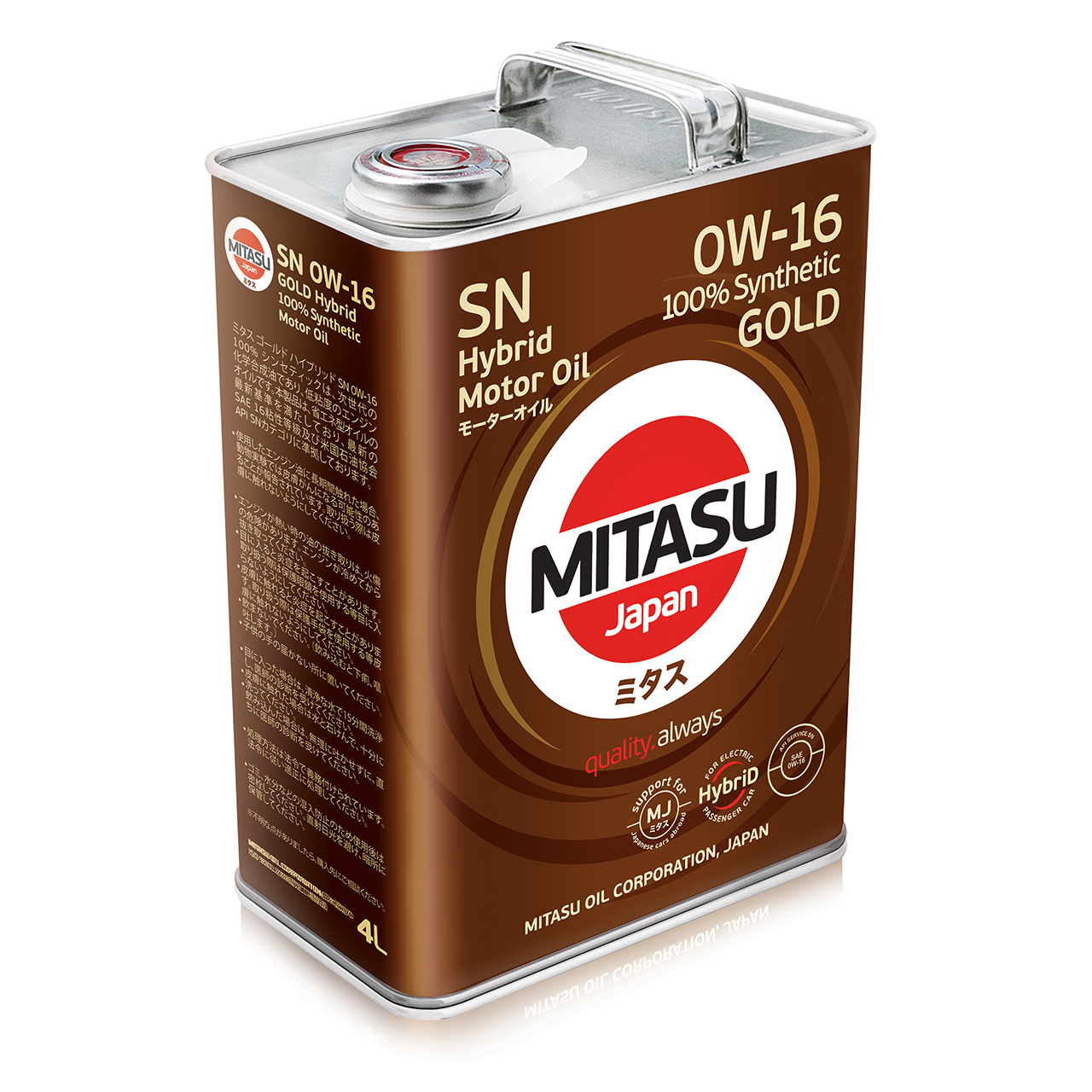 Купить запчасть MITASU - MJ1064 Масло моторное MITASU GOLD HYBRID SN 0w16 4л синтетика для бензиновых двигателей MJ106 (1/6) Япония