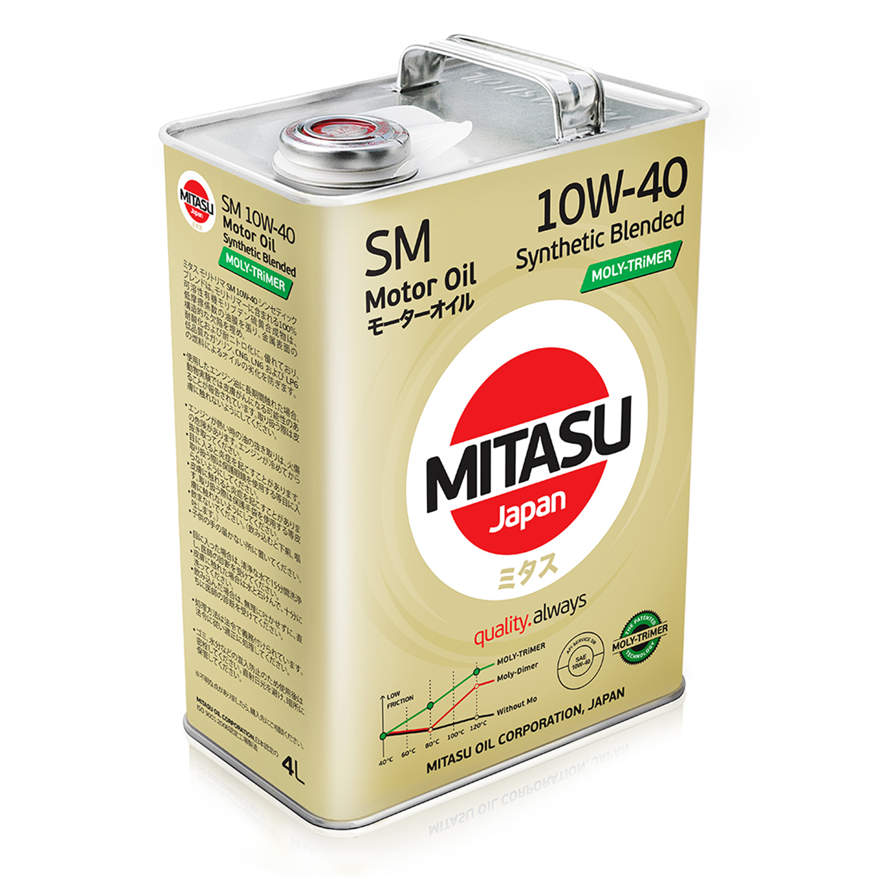 Купить запчасть MITASU - MJM224 Масло моторное MITASU SM 10w40 4л п/синтетика для бензиновых двигателей MJM22 (1/6) Япония