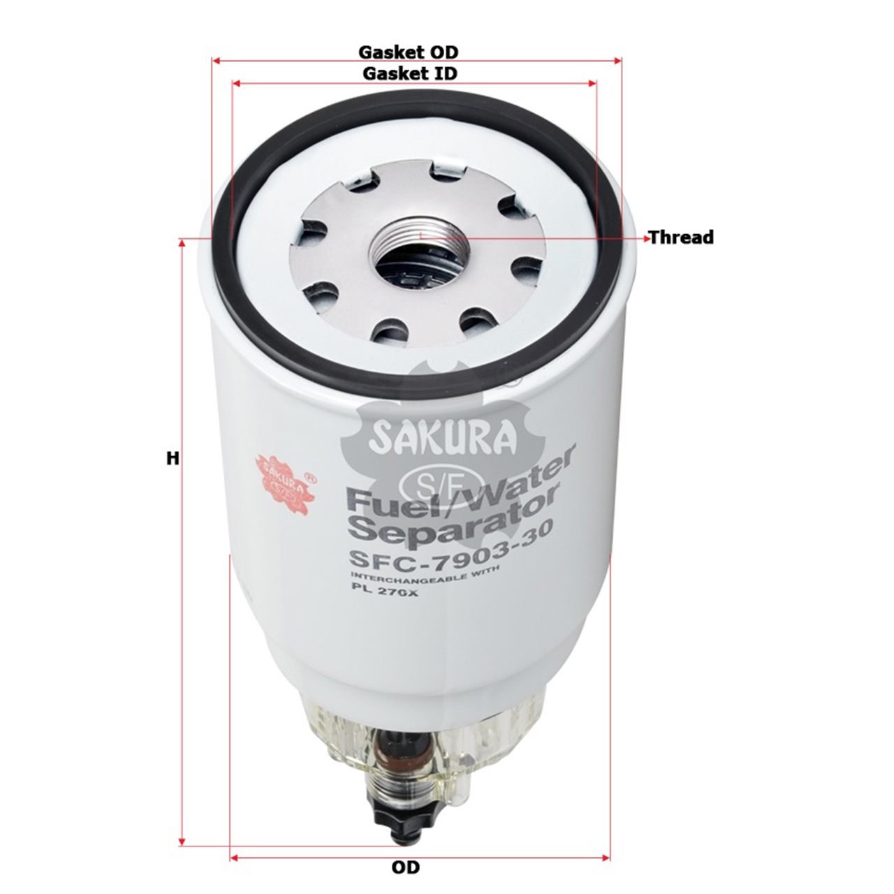 Купить запчасть SAKURA - SFC790330B SFC7903-30B Фильтр топливный (сепаратор) с колбой