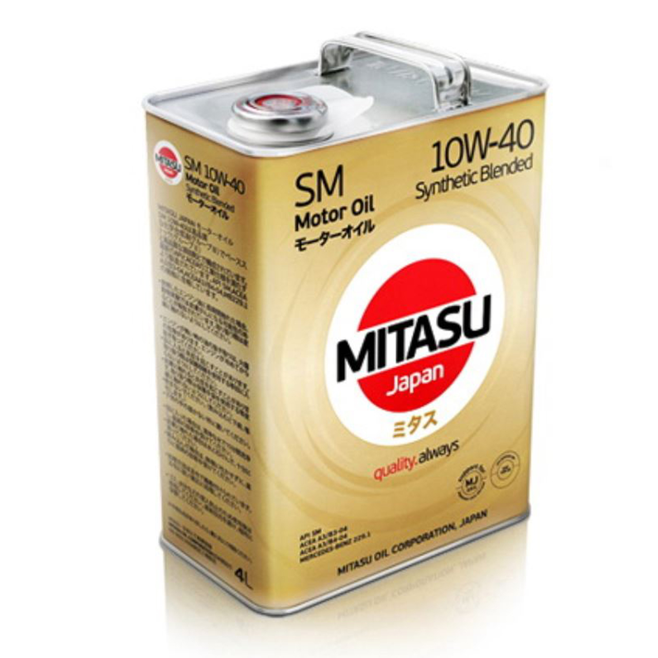Купить запчасть MITASU - MJ1224 Масло моторное MITASU SN 10w40 4л п/синтетическое для бензиновых двигателей MJ122 (1/6) Япония
