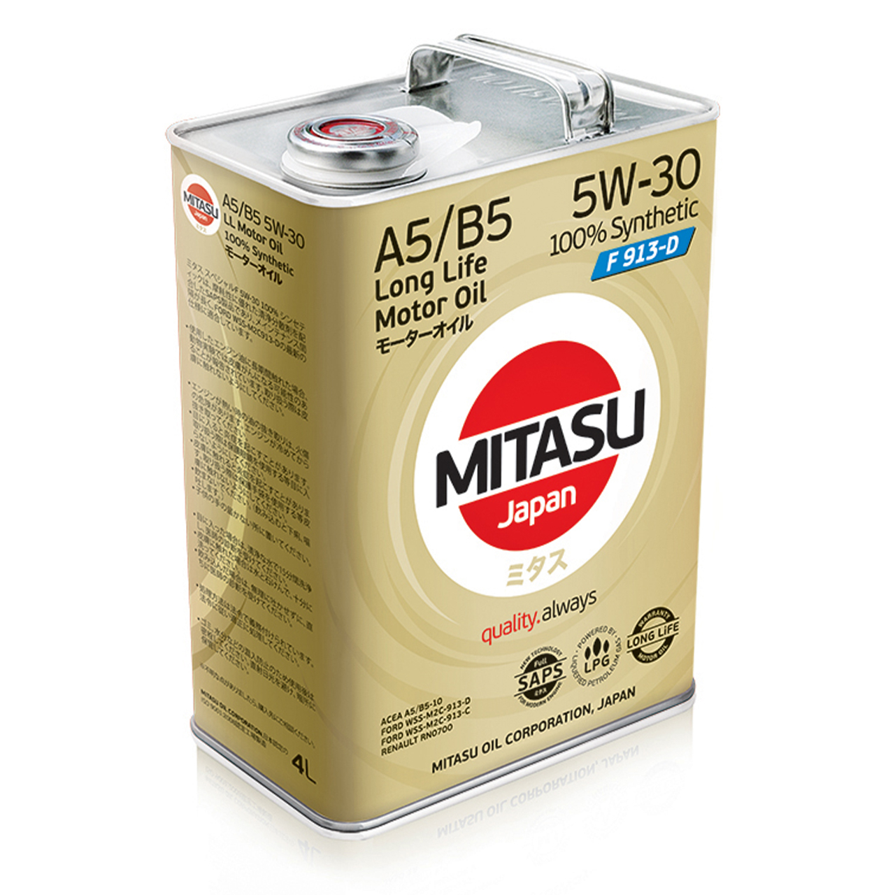 Купить запчасть MITASU - MJF114 Масло моторное MITASU SPECIAL F SL/CF, A5/B5, A1/B1 5w30 4л синтетическое MJ-F11 (1/6) Япония