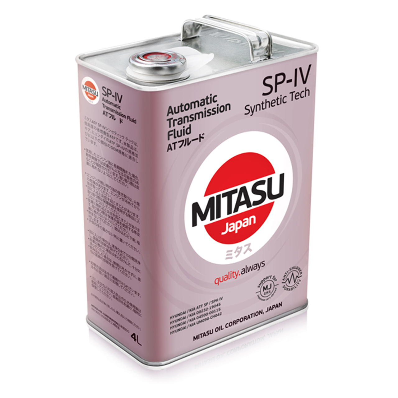 Купить запчасть MITASU - MJ3324 Жидкость для АКПП MITASU ATF SP-IV Synthetic Tech 4л п/синтетическая MJ332 (1/20) Япония